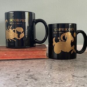 Astrology Black and Gold Mugs - Scorpio & Capricorn